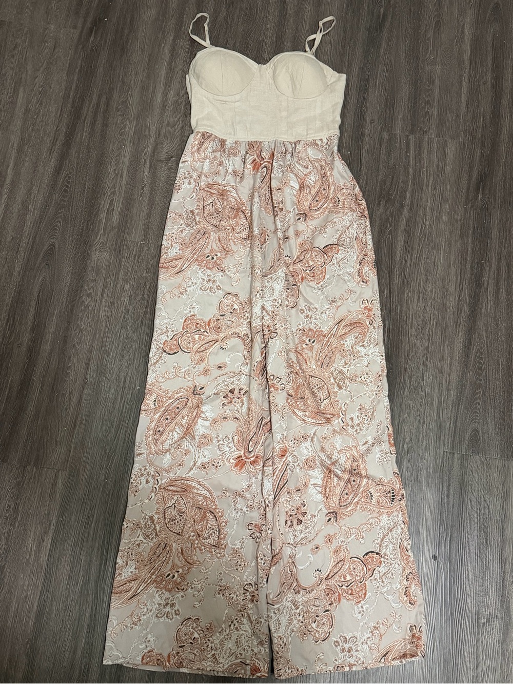 Band of the Free Paisley Bustier Wide Leg Jumpsuit Size Small Boho